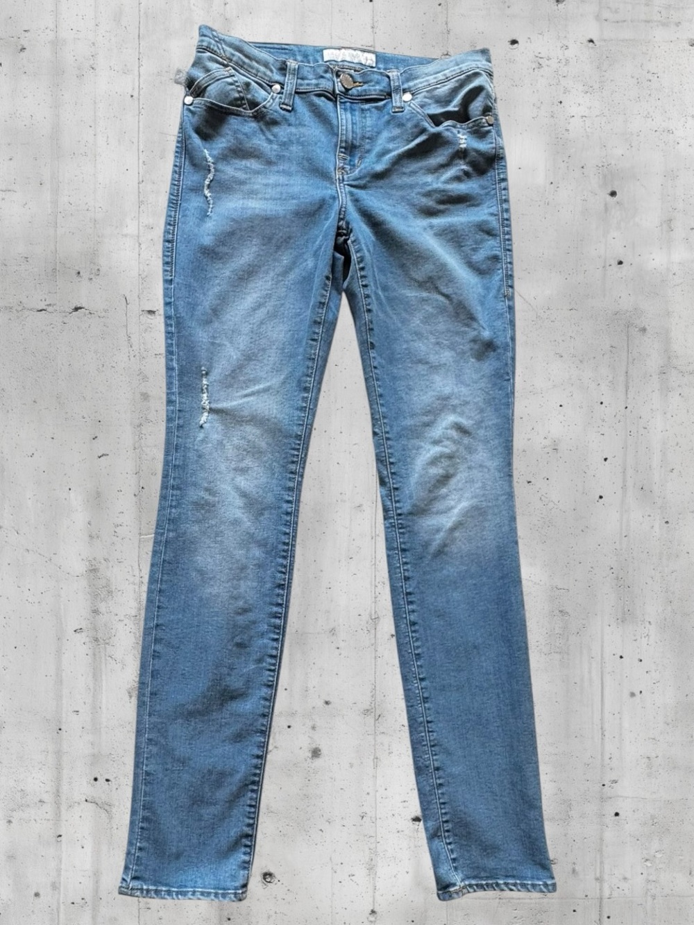 Rock & Republic Berlin Jeans Size 10L Blue Stretch Distressed Logo Pockets